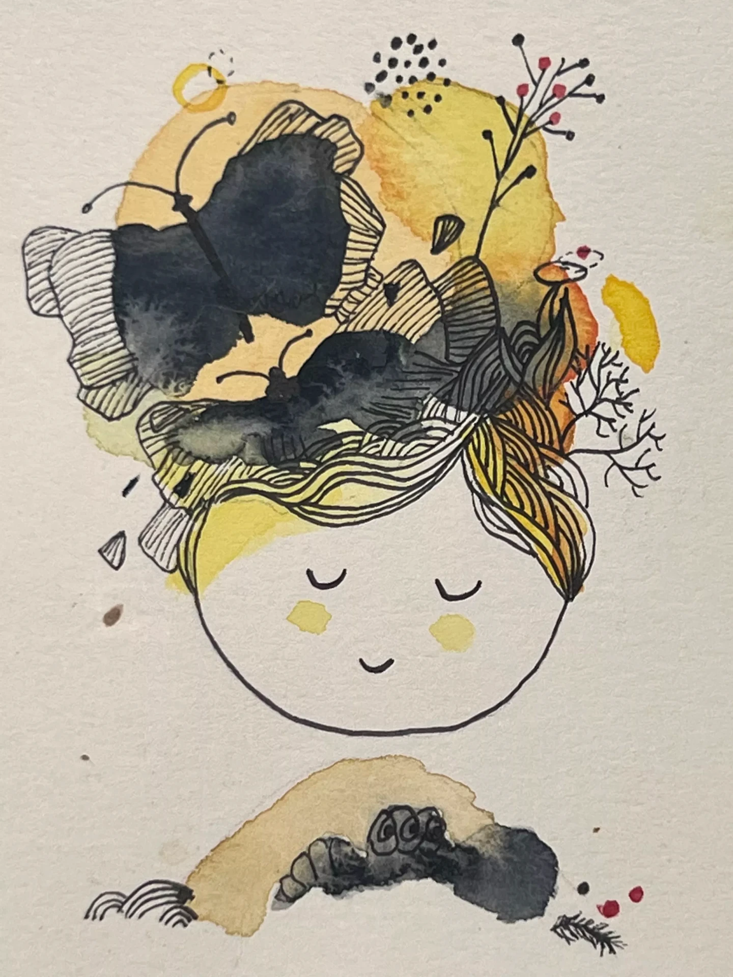 Watercolour and ink painting by Angela Daw