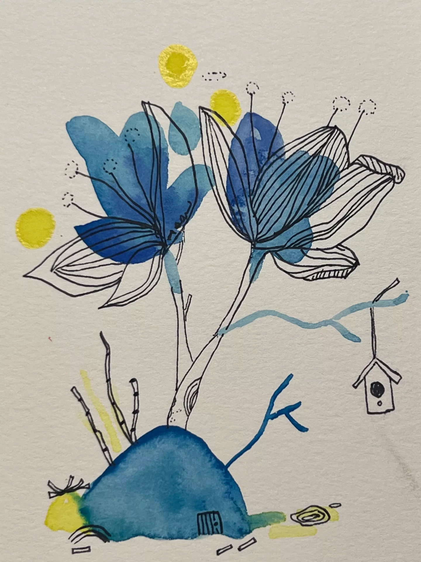 Watercolour and ink painting by Angela Daw