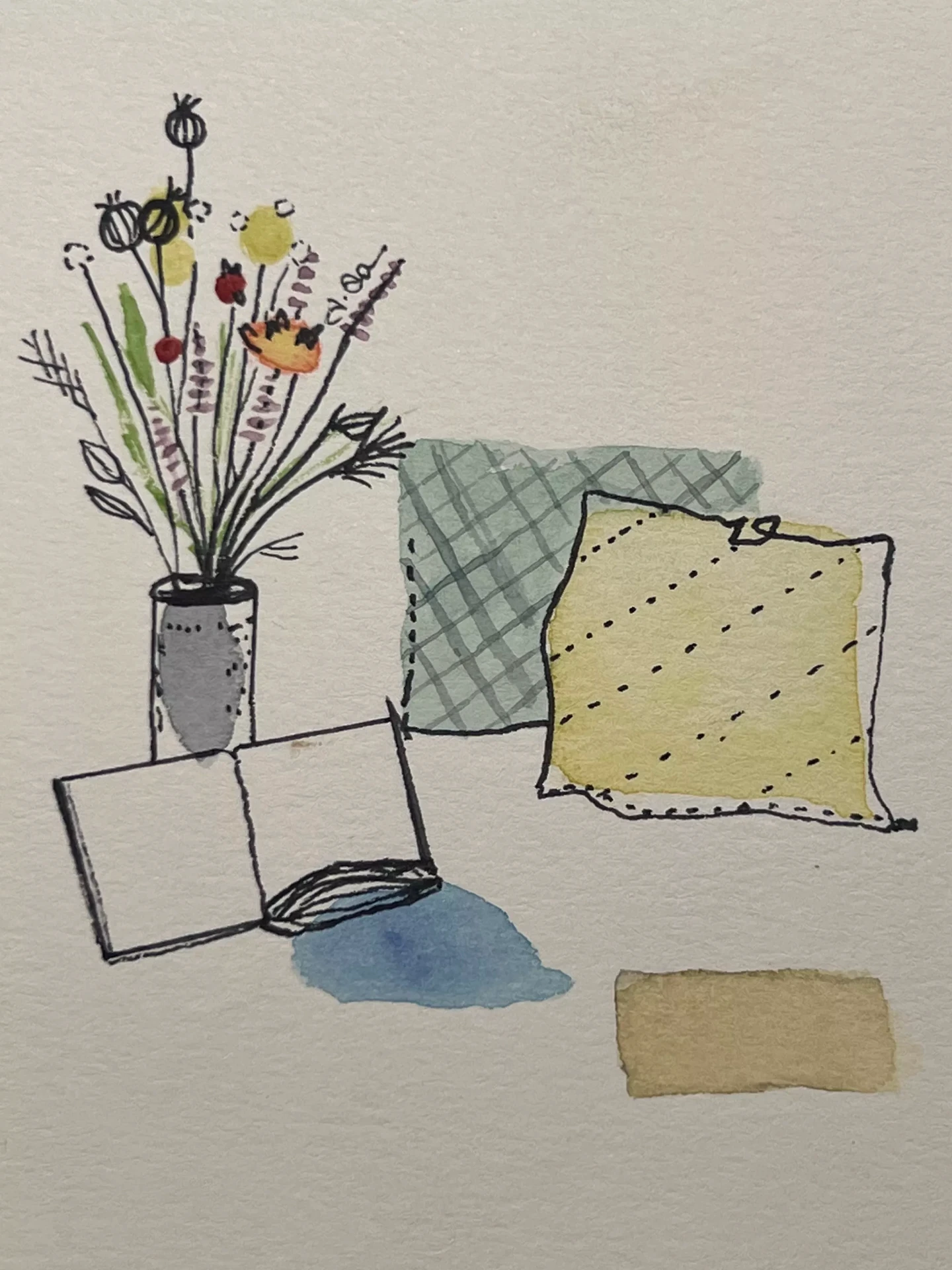 Watercolour and ink painting by Angela Daw